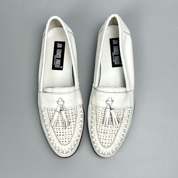 Jon Franco Pirelli Italy Tasseled Loafers White Leather Women’s 44 US 11,5 - Picture 2 of 15